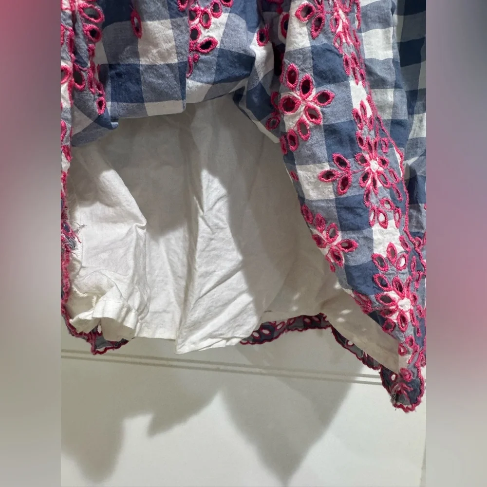 GAP kids Blue Gingham Eyelet trim dress